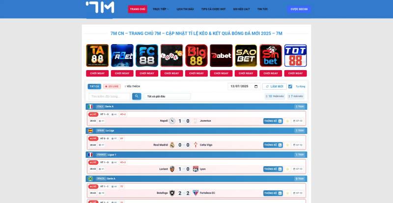 Xem tỷ lệ kèo bóng đá tại 7m.cn